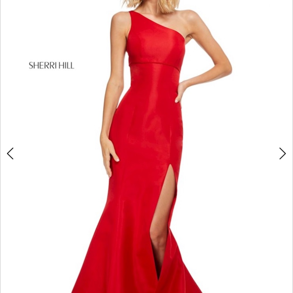 Red Sherri Hill One Shoulder Backless Dress